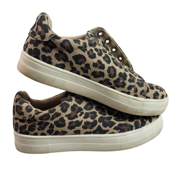 2/$15 Cat & Jack Animal Print Sneakers Brown Size 2 Leopard Cheetah No Laces - Picture 6 of 10